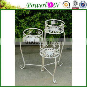 Discounted Durable High Quality Antique Wrough Iron Hand Crafted 3 Tier Flower Pot For Garden Patio I23M TS05 X00 PL08-5819G