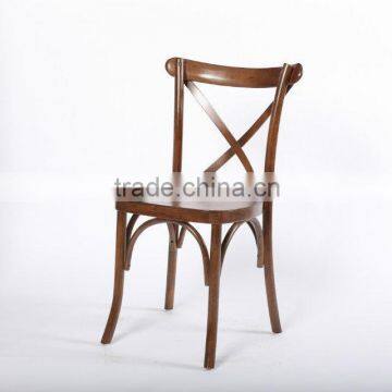 Oak Wood Stackable Antique Color Vineyard X Back Chair / Bentwood Cross Back Chair