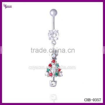 316L Surgical Steel Cz Gem Christmas Tree Navel Piercing Picture