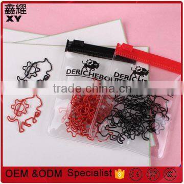 customer logo printing zipper bag animals star with cow shape paper clips