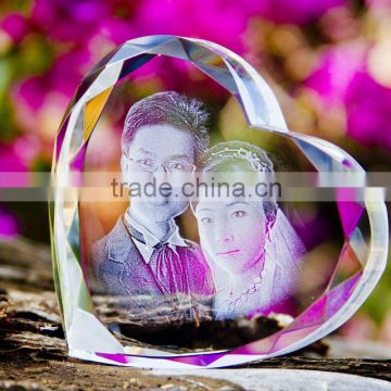 rectangle crystal laser wedding couple memorabilia (R-1390)