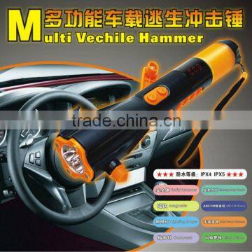 Wholesale Multifunction Emergency Safety Hammer with flashlight & Belt cutter& USB Charge