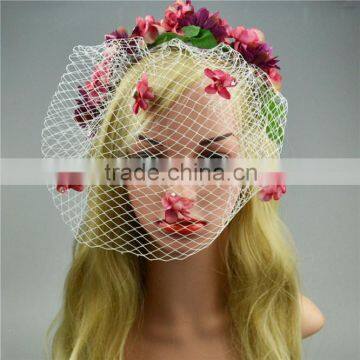 stock selling design bride wedding dress,handmade billycock hair headwear accessories