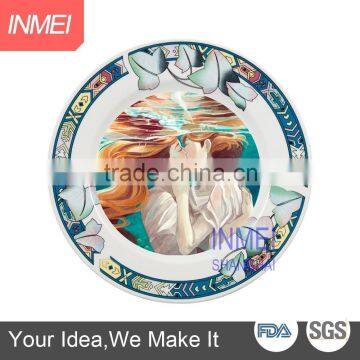 8" ceramic heating dinner plate with lotus leaf rim