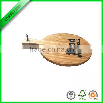 Nature bamboo pizza plate with handle for kitchen