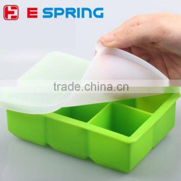 Strackable SIlicone Ice Cube Mold Large Ice Cube Tray With Lid Cover