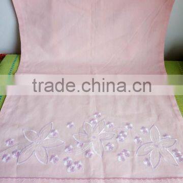 classical western style pink flowers and stems embroidered hemstitched pillowcovers