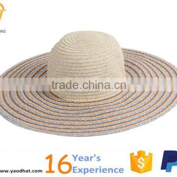 ladies striped wide brim paper straw floppy hats