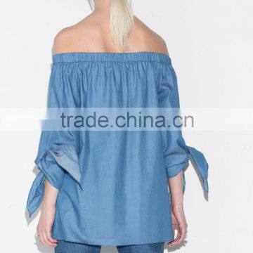 Women's Off The Shoulder Pleated Long Sleeve Loose Blouse photo-3