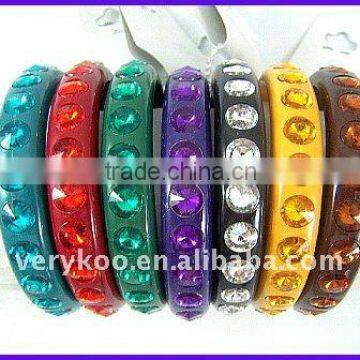 Fashion Transparent Rhinestone Single Resin Bangles (FCH-10668)