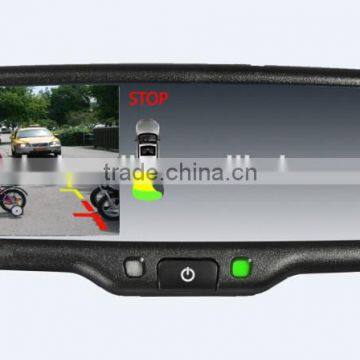 car rearview mirror monitor with OEM parking sensor 4 replaceable radar detectors and backup camera display