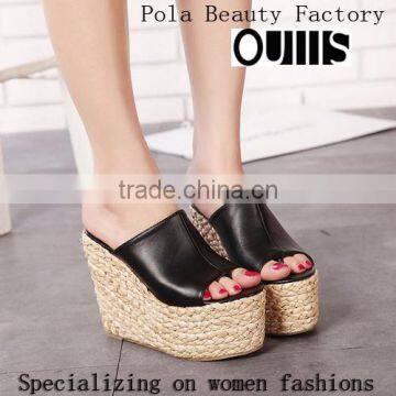 2015 Cheap popular fancy lady fashion wedges slipper PH3541