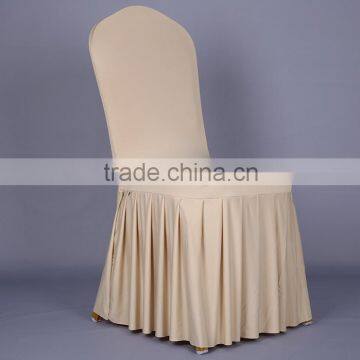 Polyester lycra spandex stretch chair cover with accordion pleated skirts for hotel banquet chair wedding chair