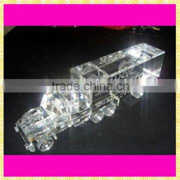 Personalized Engraved Crystal Glass Track Model For Shipping Company Souvenirs