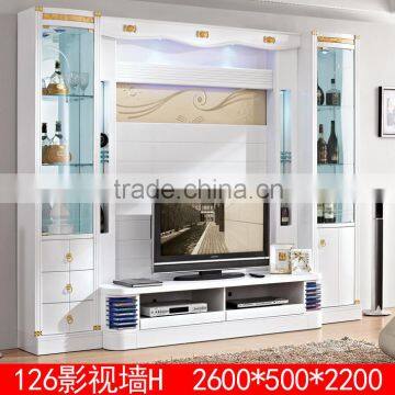 Latest Designs tv Wall Unit Cabinet Cheap Living Room Furniture