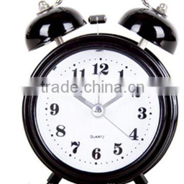 2015 new design mini size table alarm clock / plastic Twin-bell clock with sweep movement