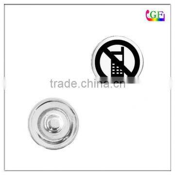 Custom Engraving Prohibit use mobile phones Sign Logo snap button pendant