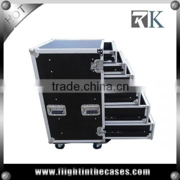 High Quality 6 Drawer Flight Case with DJ Work Table and Casters