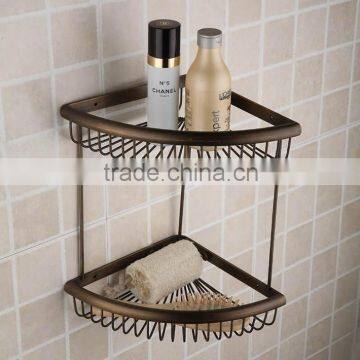 China Wholesale Customized antique metal Bathroom double tiers wire Basket