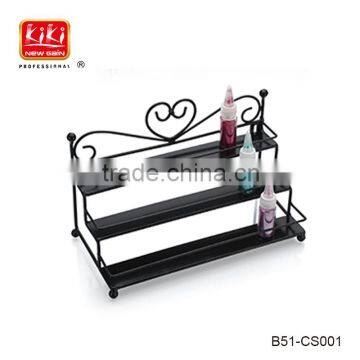 3 Tier Black Metal Heart Scrollwork Design Cosmetic Nail Polish Display Rack