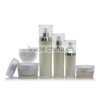 frosted cosmetic packaging cone shape acrylic lotion bottle with jar for cosmetic