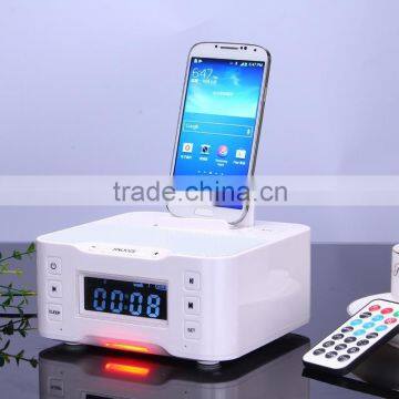 Multiple-docking iOS Android Micro 5pin Ports Portable Bluetooth Speaker With Snooze Alarm Clock For Home And Hotel Use