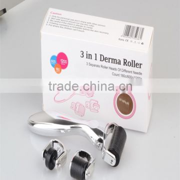 Silver derma roller titanium needle 3 in1 derma roller micro needle roller for sale