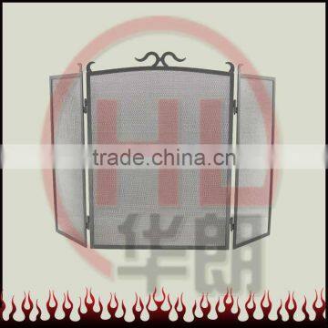 3 folding modern design steel mesh square firescreen with black finished