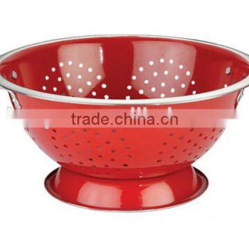 Red Stainless Steel Kitchen Colander For Rinse Vegetables photo-2