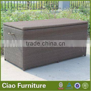 Patio cushion storage box rattan effect