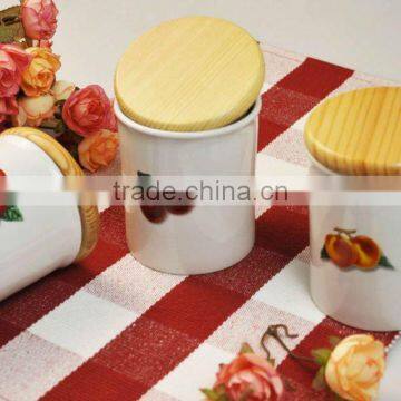 3pcs Canister Set With Wooden Lid