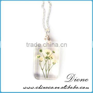 Wholesale Fashion Gifts Jewelry Pressed Real Natural Flower Alloy Resin Necklace photo-5