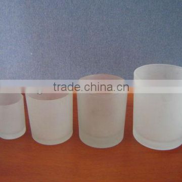 different size frosted glass candle holder