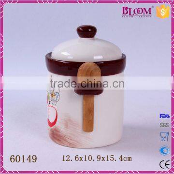 Ceramic Kitchen Coffee Canister With Wood Spoon photo-2