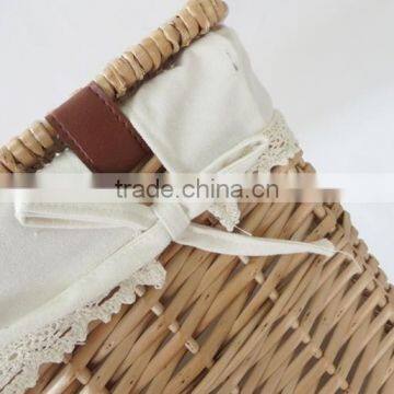 Vintage Wicker Woven Cane Cloth Laundry Basket With Lid photo-6