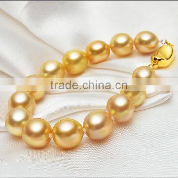 11-12mm Gold South Sea Pearl Bracelet With 14k Gold Clasp photo-2