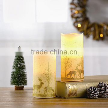 Glittering Christmas Reindeer Decorative Candles LED Flameless Christmas Candles