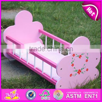 Natural handmade wooden baby doll bed for sale WJ278012A