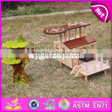 2017 New Products Indoor Children Toys Wooden Treehouse Dollhouse W03B059 photo-2