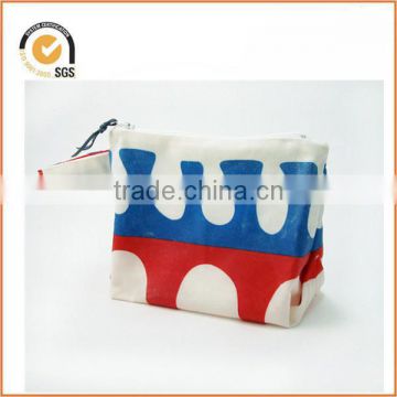 Waxed Canvas Cosmetic/Toiletry Zipper Pouch (Red, White and Blue) By Chiqun Dongguan CQ-H02002