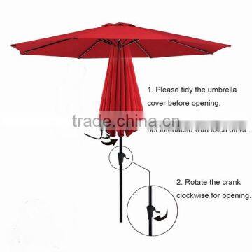 High Quality Patio 9ft Market Umbrella with Tilt and Crank, 8 Steel Ribs, Market Umbrella Commercial