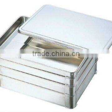 SUS304 Stainless Steel Food Tray with Lid for Gyoza Dumplings Container