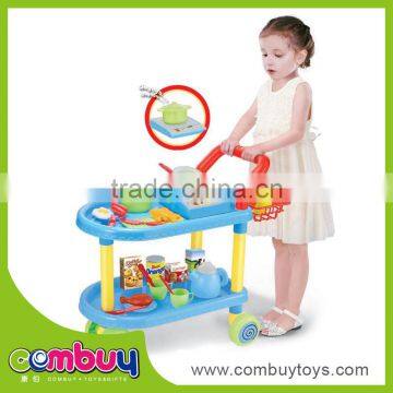 Wholesale plastic toy electric kids kitchen trolley with wheels