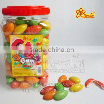 Colorful Olive Shape Fruity Flavour Bubble Gum Candy