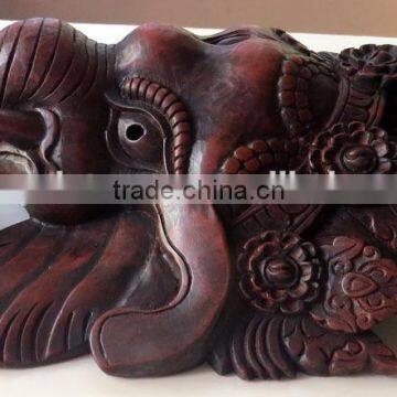 Hand Crafted Wall Hanging Wooden Mask of Hindu Lord Ganesh Nepal photo-2