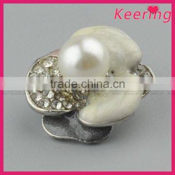 Decorative Fashionable Alloy Flower Pearl Metal Rhinestone Button WBK--1494 photo-3