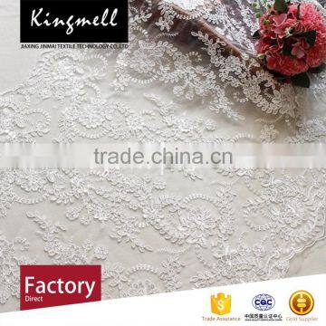 Custom Digital Printing Polyester Textile 3d Flower Lace Embroidered Fabric for Women Wedding Dress photo-3
