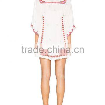 Bohemian Machine Embroidery Design Rayon Fabric Mini Names Of Girls Dresses With Pleat Accents 2016 HSD5713 photo-3