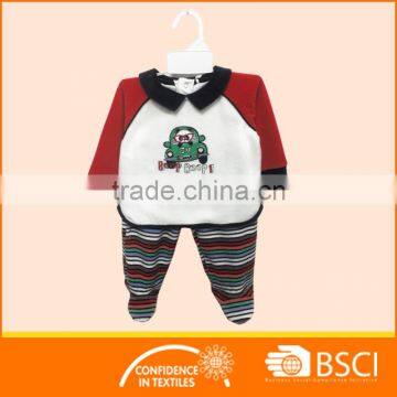 wholesale children clothes set velour with foot kids sleepwear