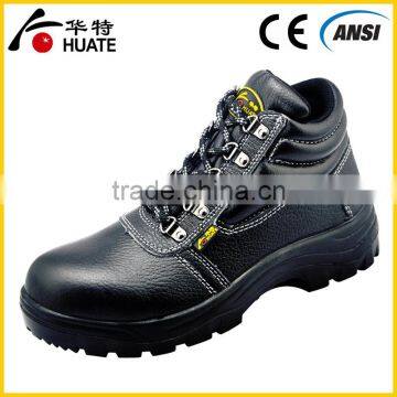 Black genuine leather protective steel toe cap Safety Shoes